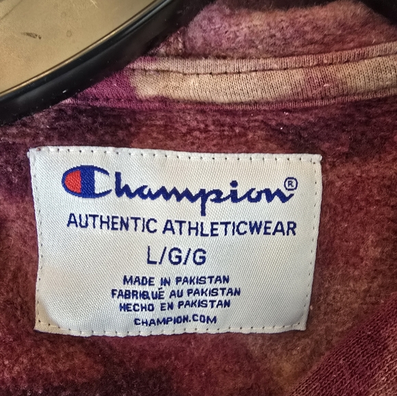 Champion Womens Sweatshirt Kangaroo Pockets Burgundy Multicolor Tie Dye Large - Picture 10 of 16